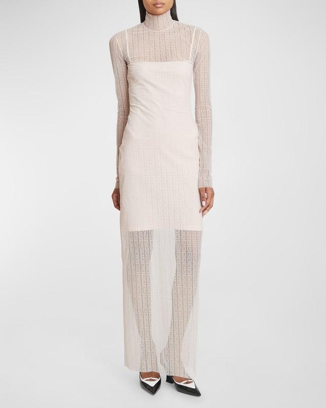 Givenchy 4G Long Sleeve Stretch Tulle Dress Product Image