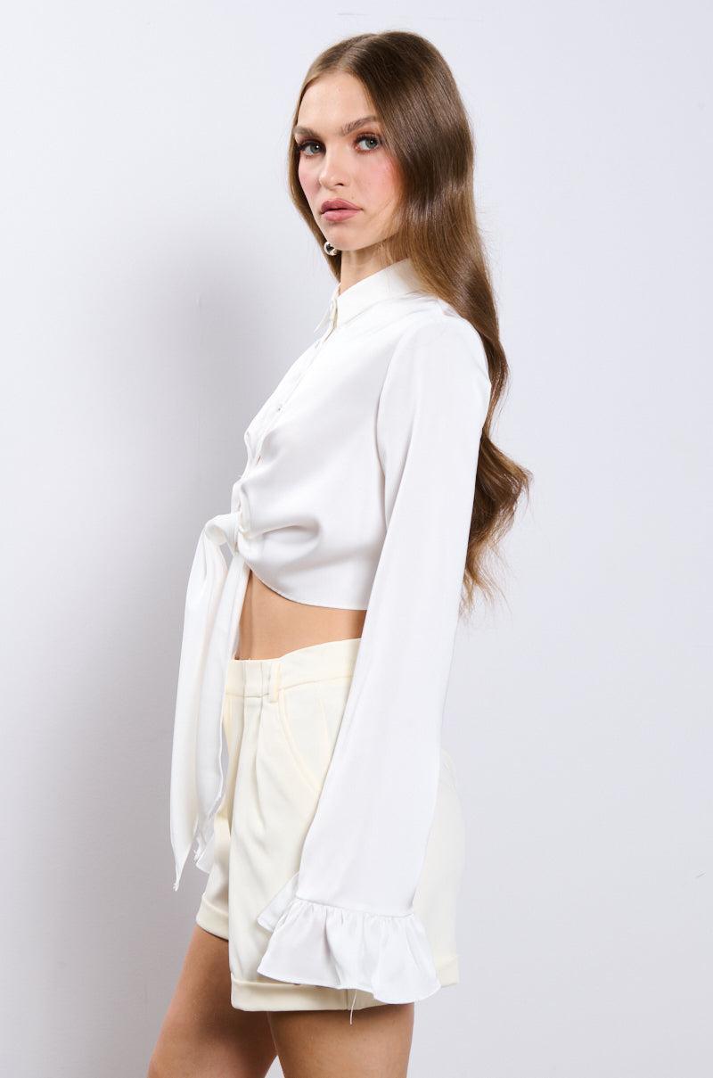 CANT LET YOU GO TIE FRONT BLOUSE Product Image