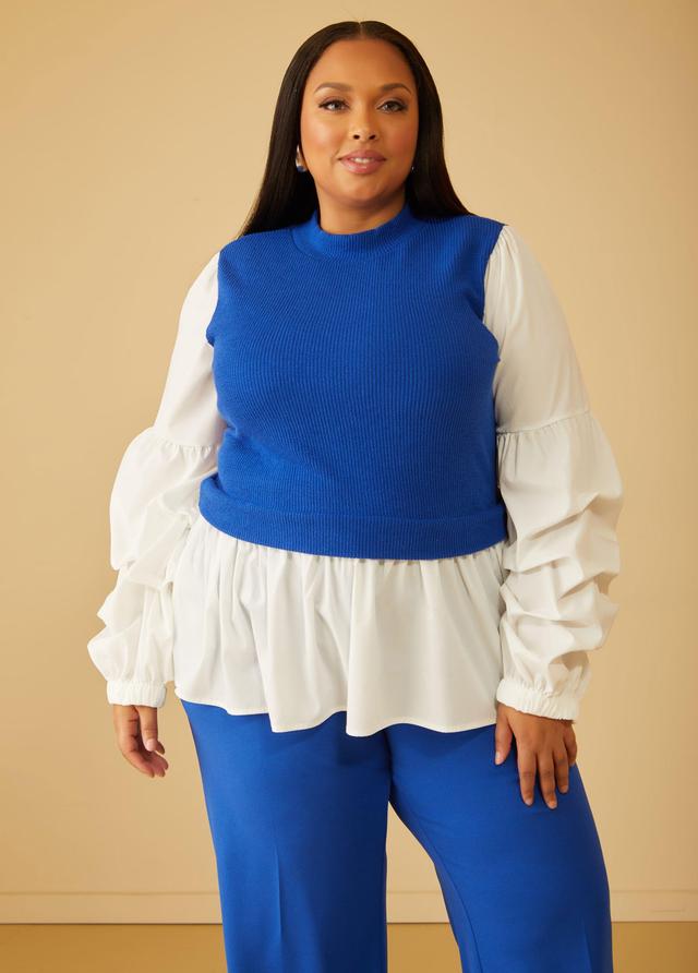 Ruched Paneled Ribbed Top Product Image