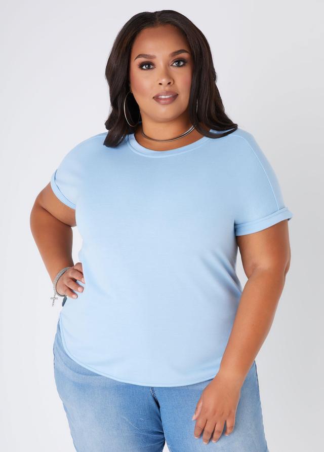 Plus Size Cuffed French Terry Tee Ashley Stewart Product Image