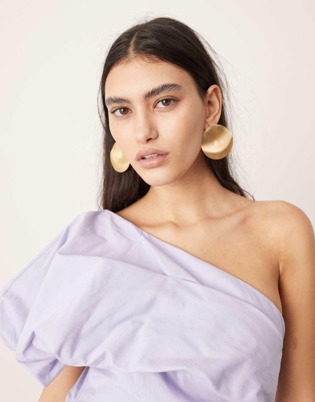 ASOS EDITION one shoulder ruched maxi dress in lilac Product Image