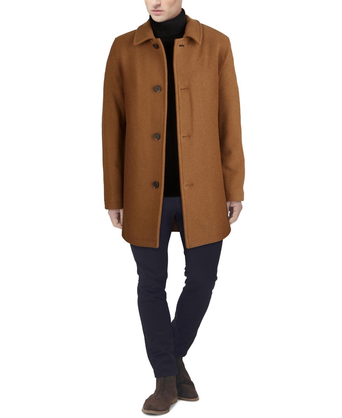 Cole Haan Mens Classic-Fit Car Coat with Faux-Leather Trim Product Image