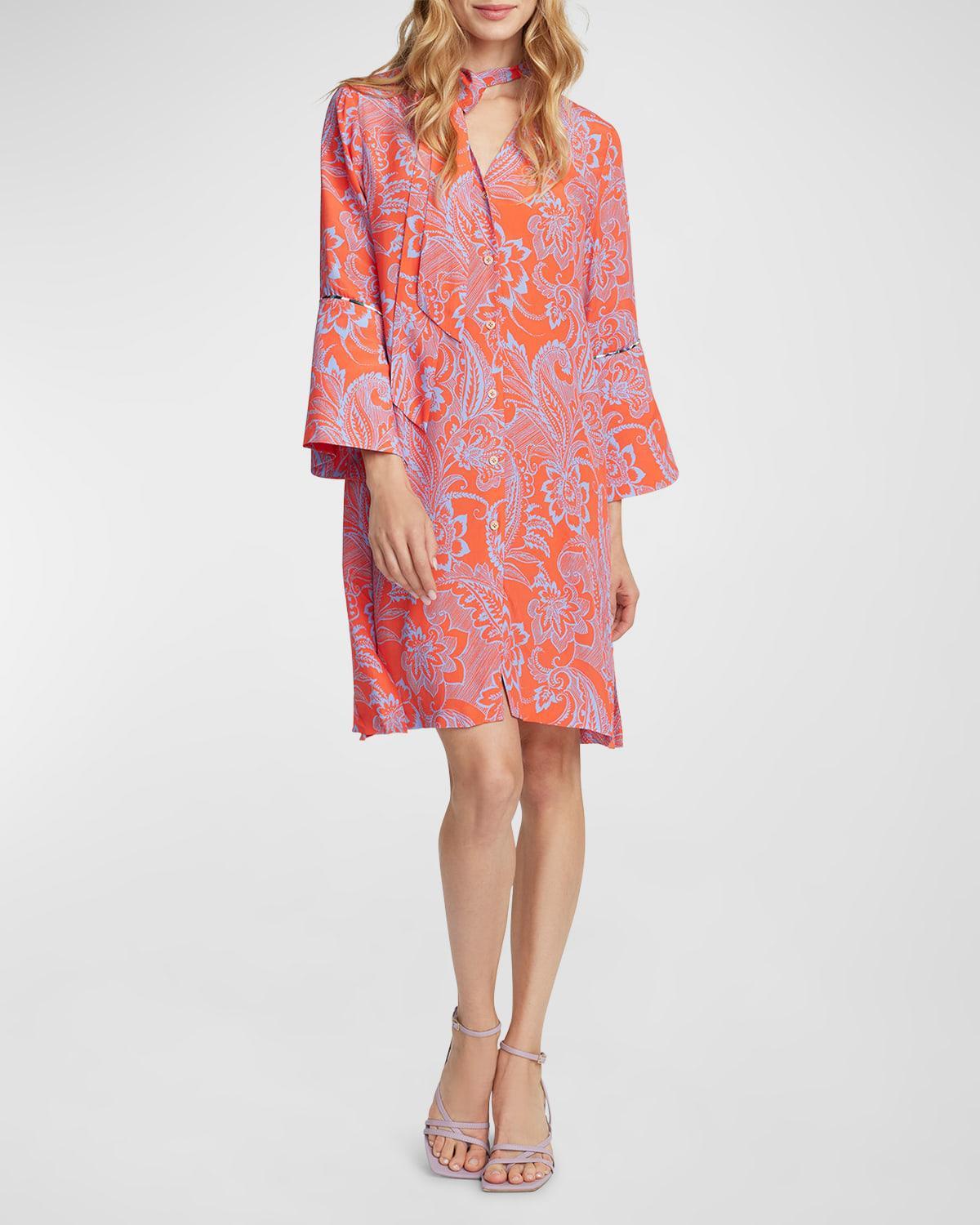 Womens Brenna Paisley Tie-Neck Dress Product Image