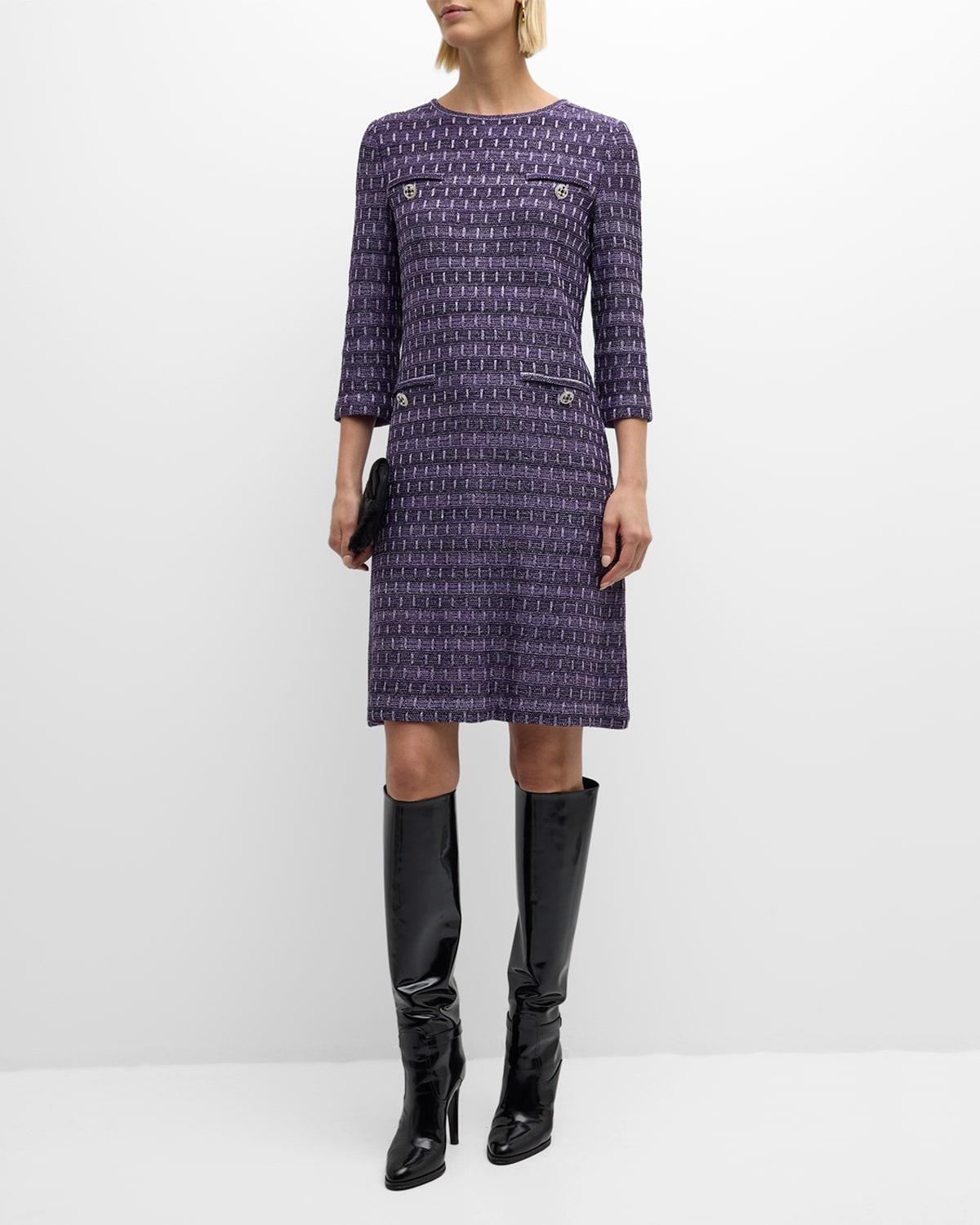 Misook Metallic Tweed Shift Sweater Dress Product Image