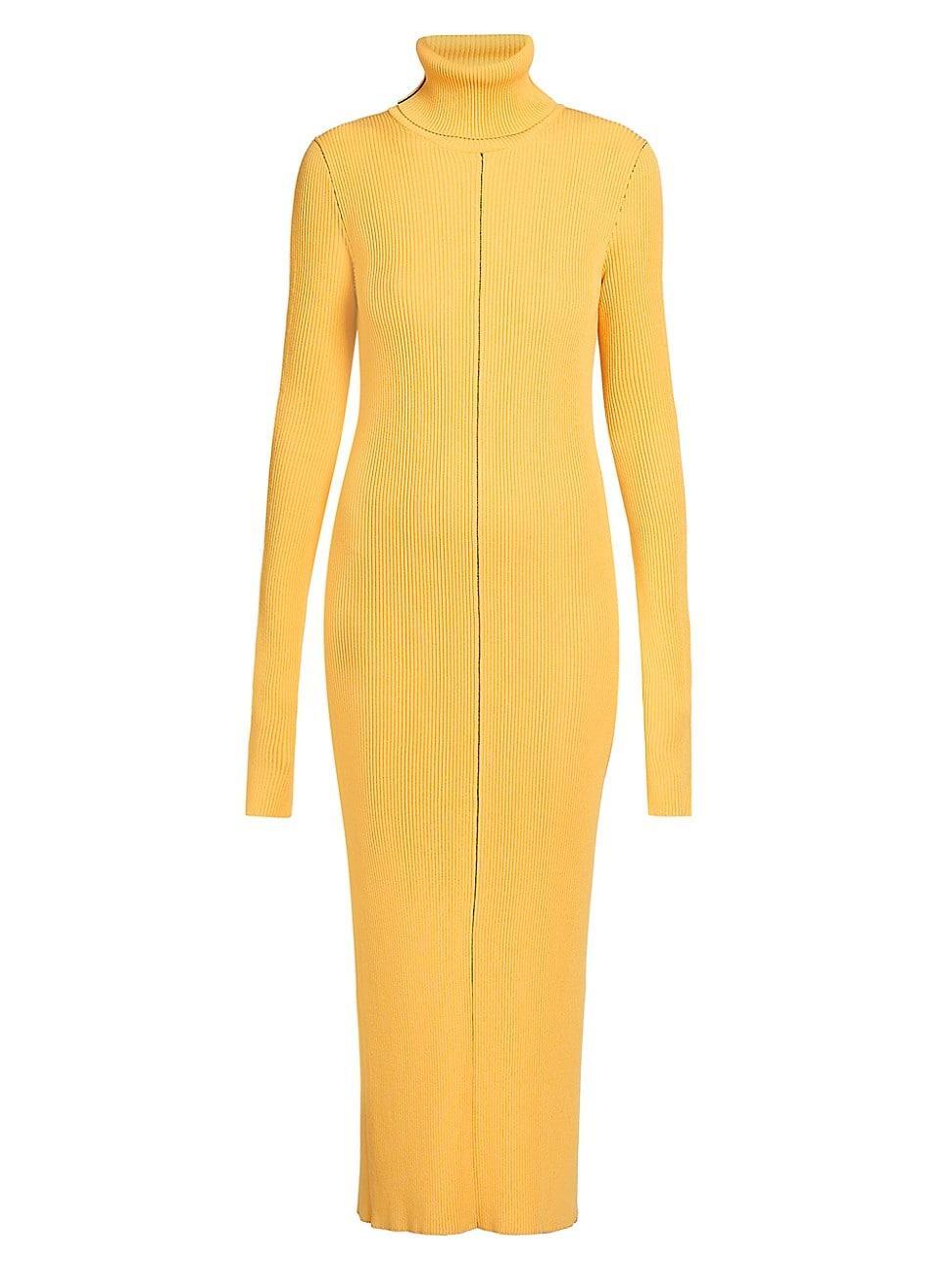 Womens Long-Sleeve Ribbed Turtleneck Midi-Dress product image