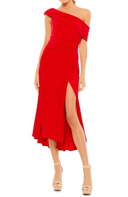 Womens Ieena Ruched Crepe Off-The-Shoulder Midi-Dress Product Image