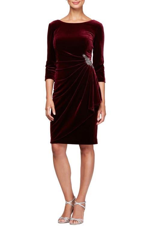 Alex Evenings Side Ruched Velvet Cocktail Dress Product Image