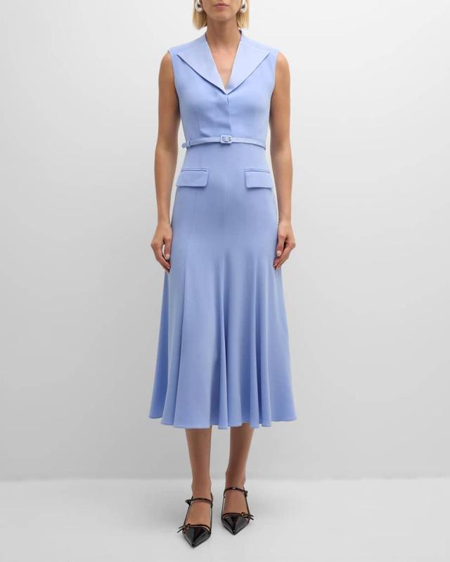 Sleeveless Satin Crepe Midi Shirtdress With Belt Product Image