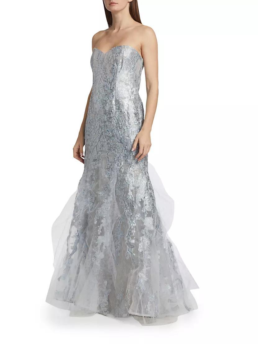 Brocade Tulle Strapless Mermaid Gown Product Image