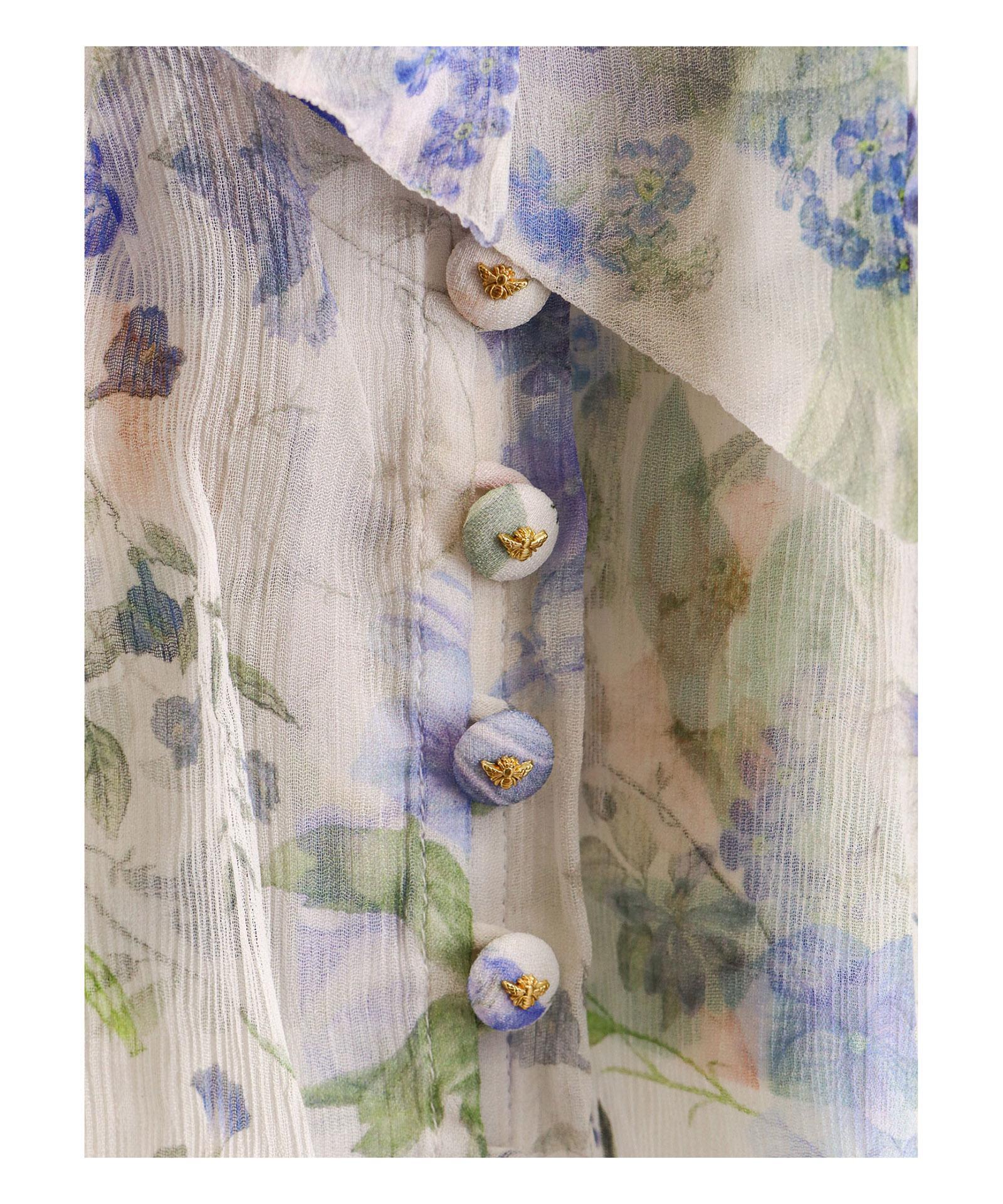 Viscose Top With Floral Print In Grey Product Image