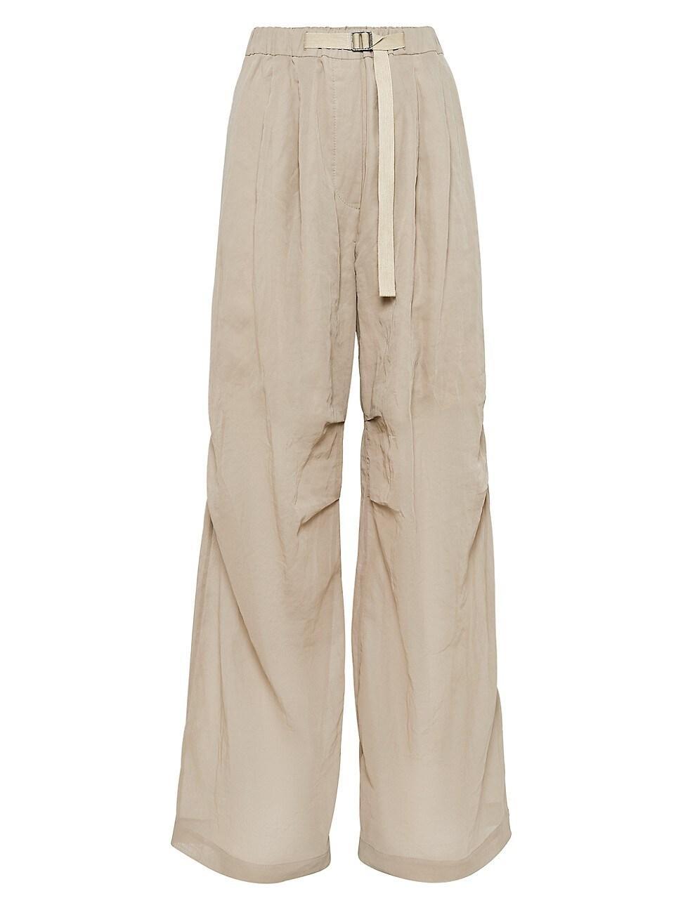 Womens Cotton Organza Ergonomic Loose Trousers Product Image