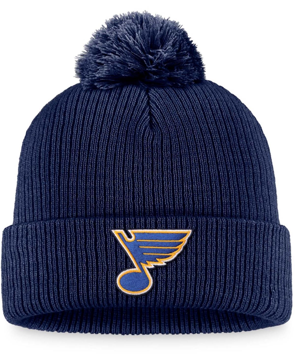 Mens Fanatics Branded Navy St. Louis Blues Core Primary Logo Cuffed Knit Hat with Pom Product Image