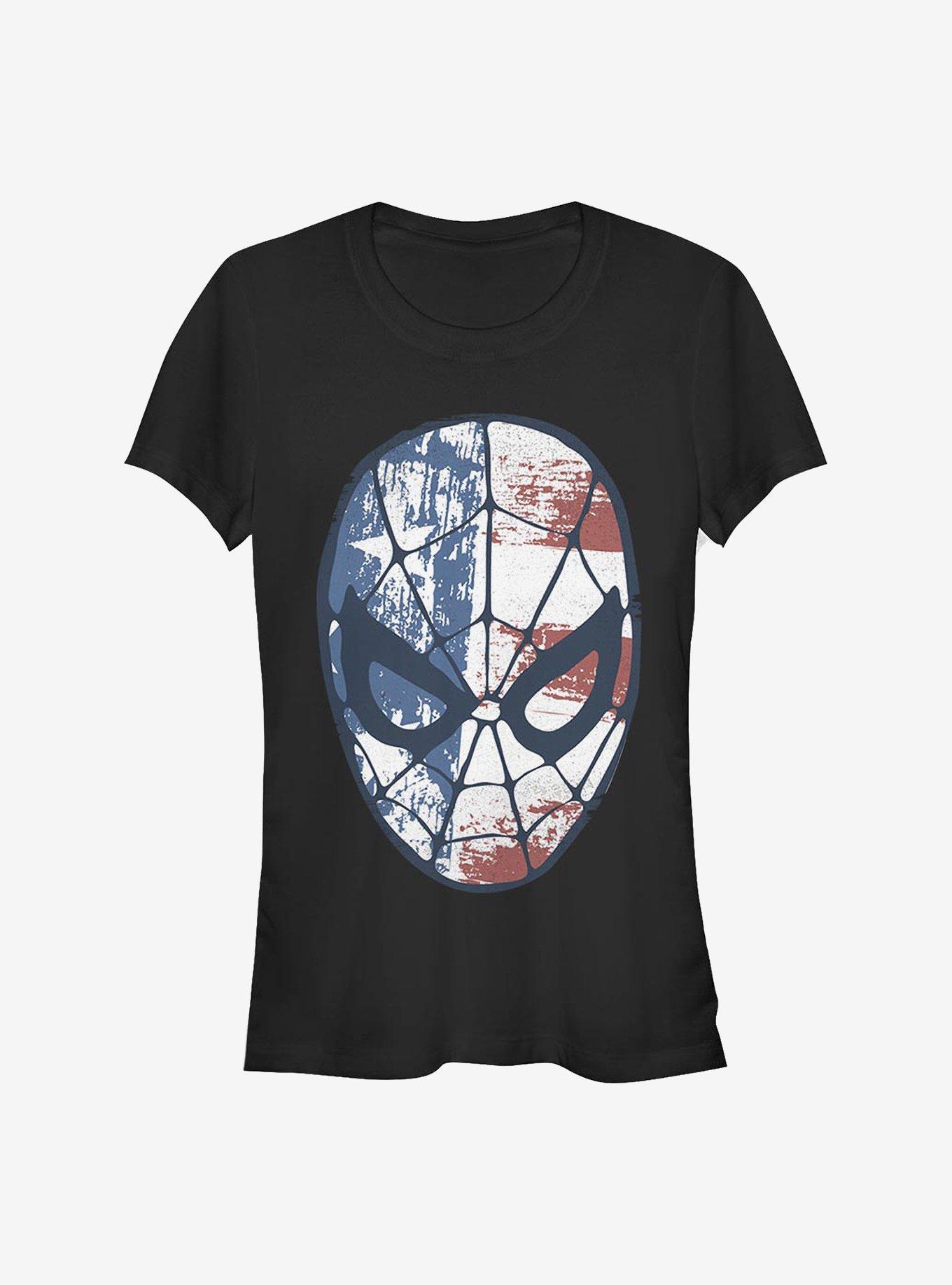 Marvel Spider-Man American Flag Girls T-Shirt Product Image