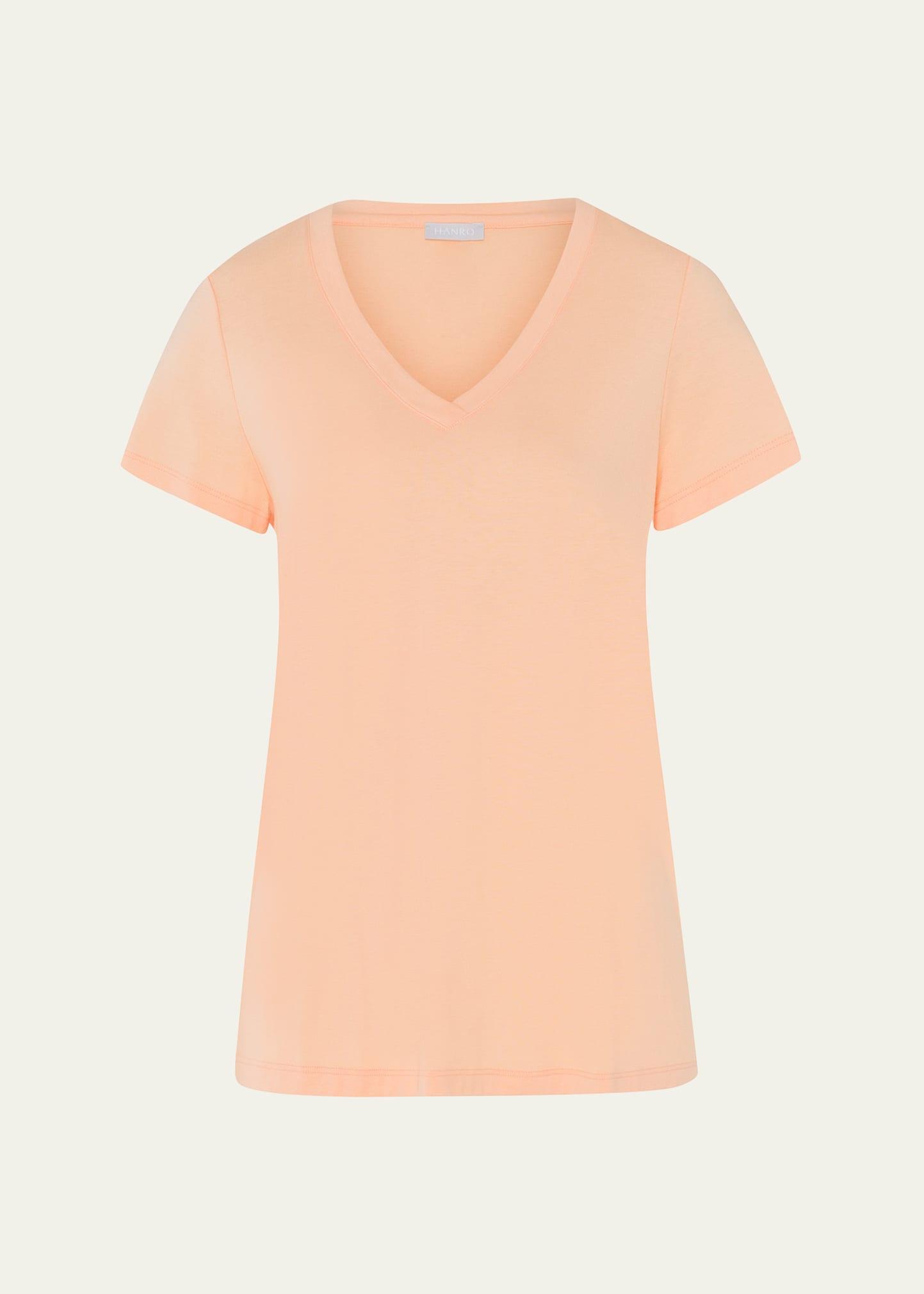 Hanro Sleep Lounge Short Sleeve V-Neck Shirt Women's T Shirt Product Image