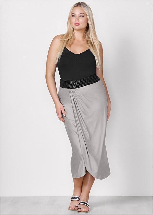 Faux-Leather Waistband Detail Maxi Skirt Product Image