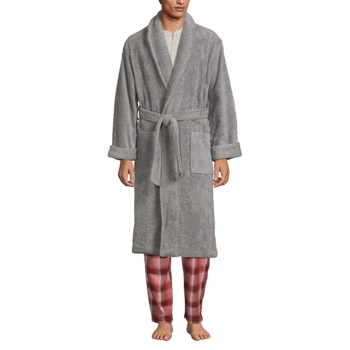 Big & Tall Lands End Calf-Length Turkish Terry Robe, Mens Rich Red Product Image