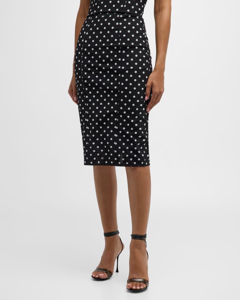 Logo Polka-Dot Print Marquisette Midi Pencil Skirt product image