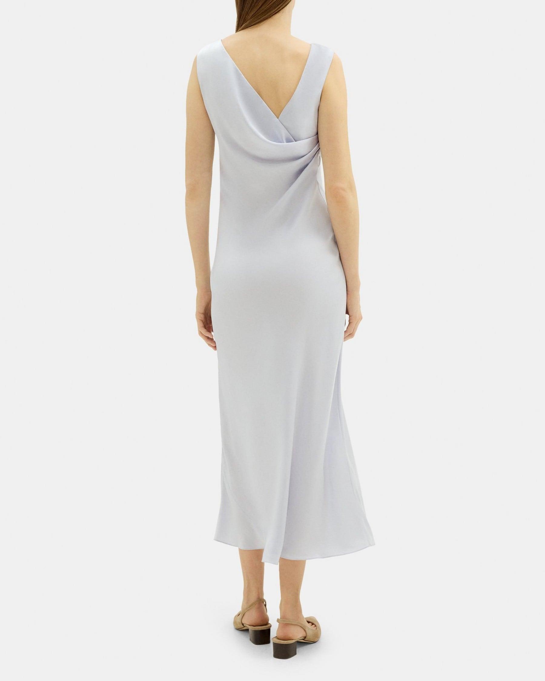 Cowl Back Dress in Crushed Satin Product Image