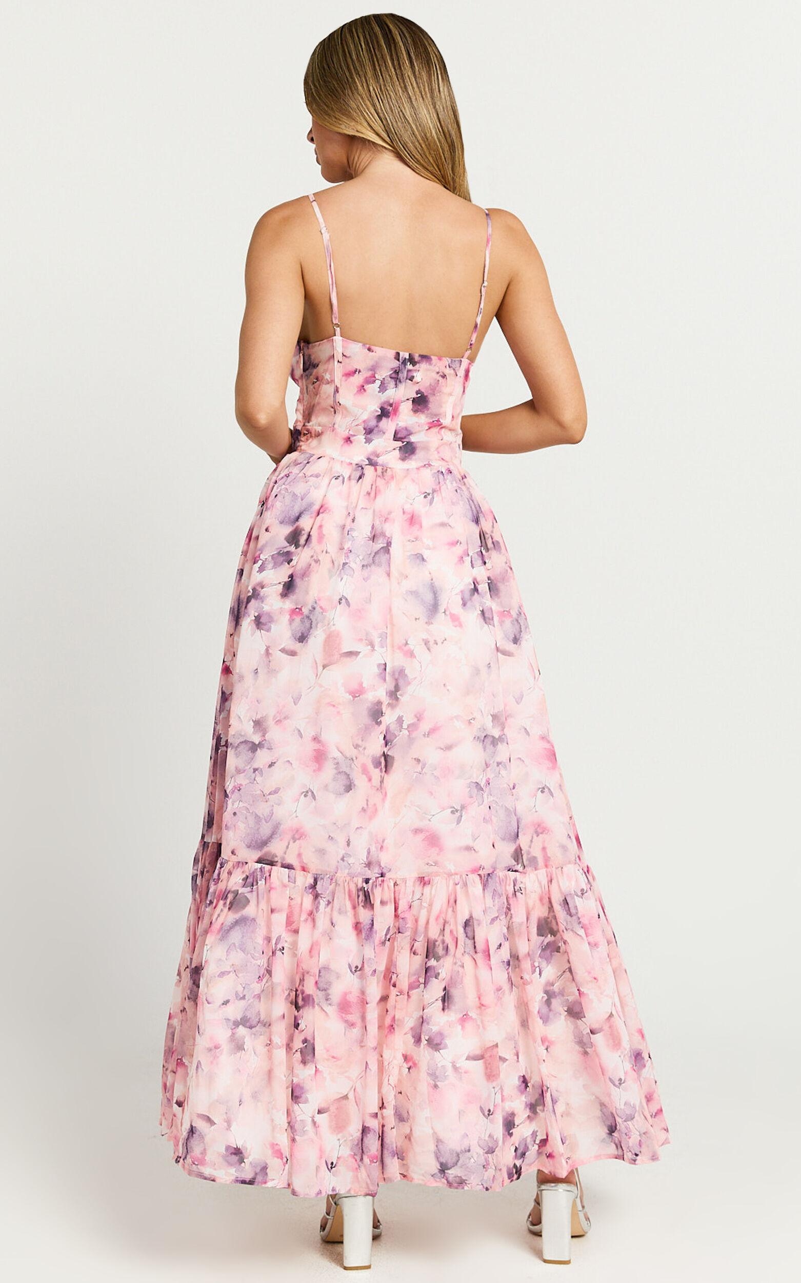 Amalie The Label - Martia Strappy Corset Flare Dress in Adeline Floral Print Product Image