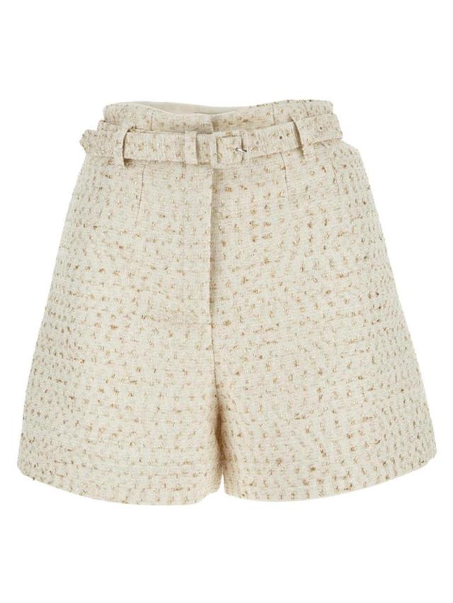 Structured Bouclé Shorts In Cream Product Image