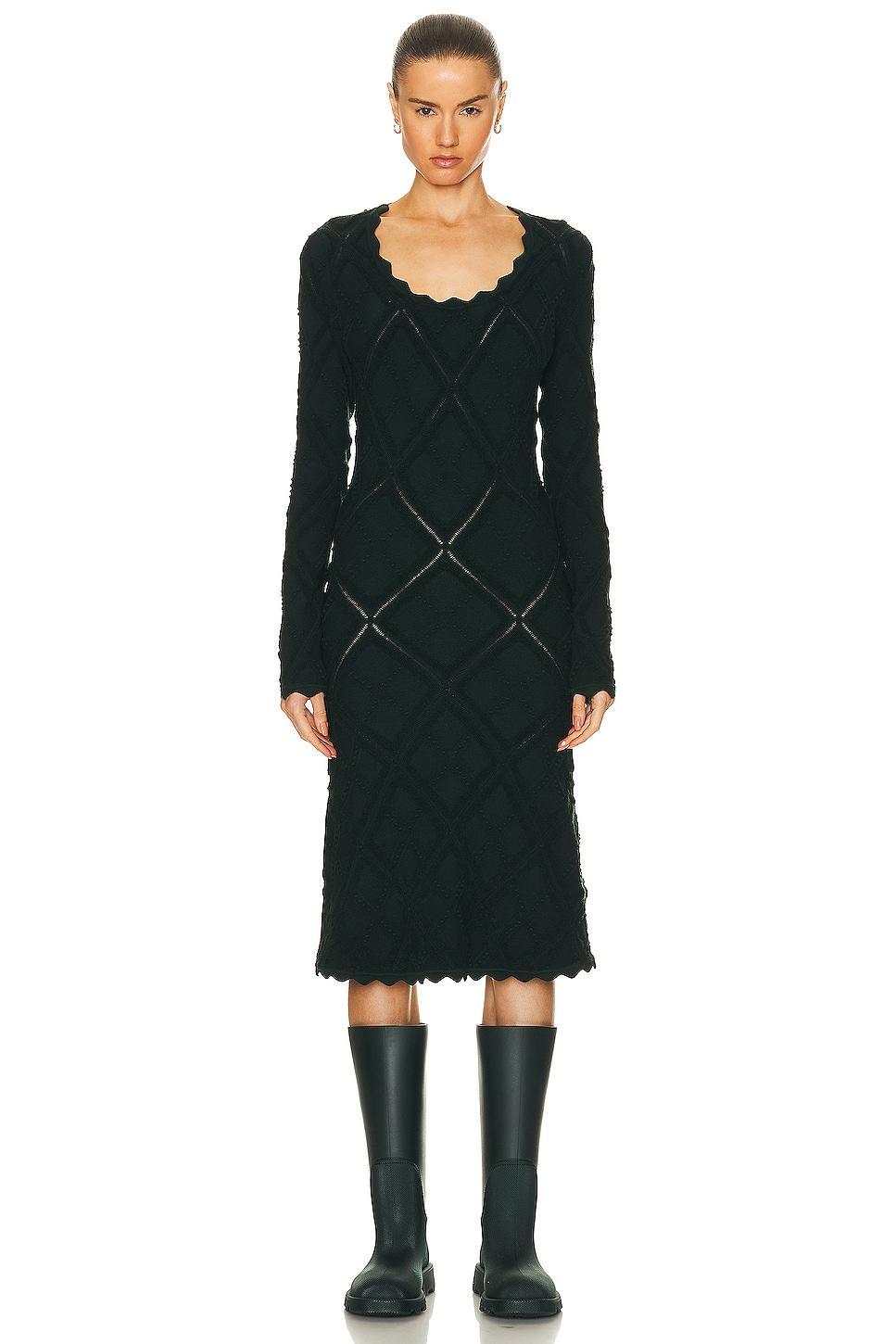 Burberry Long Sleeve Dress in Dark Green Product Image