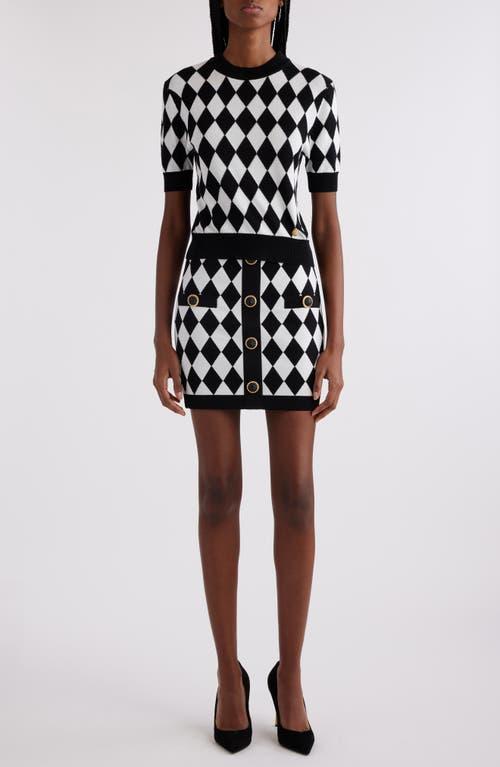 BALMAIN Diamond Jacquard Sweater Skirt In Bianco Product Image