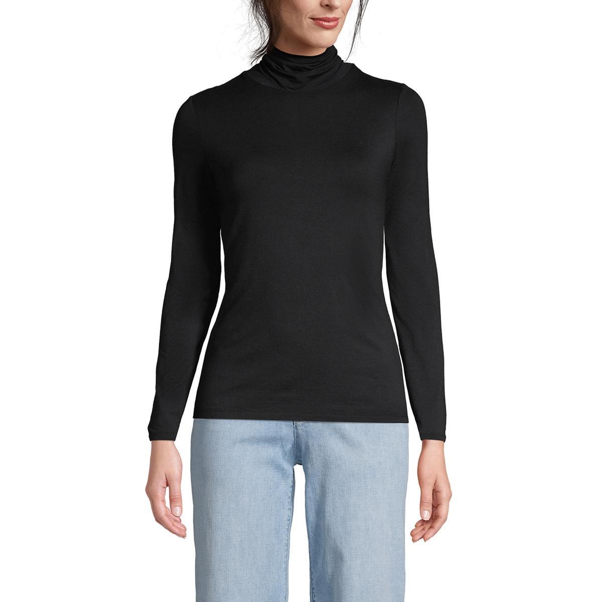 Lands End Womens Lightweight Jersey Skimming Long Sleeve Turtleneck Product Image