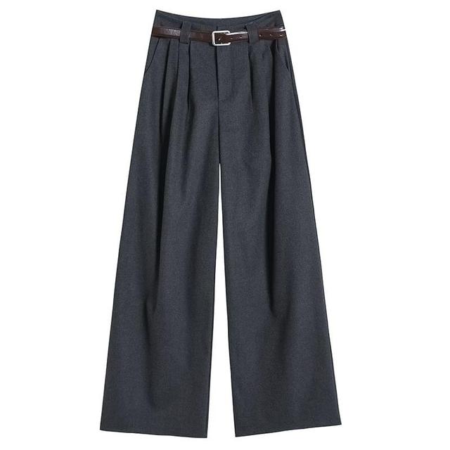 High Rise Plain Wide Leg Suit Pants Product Image