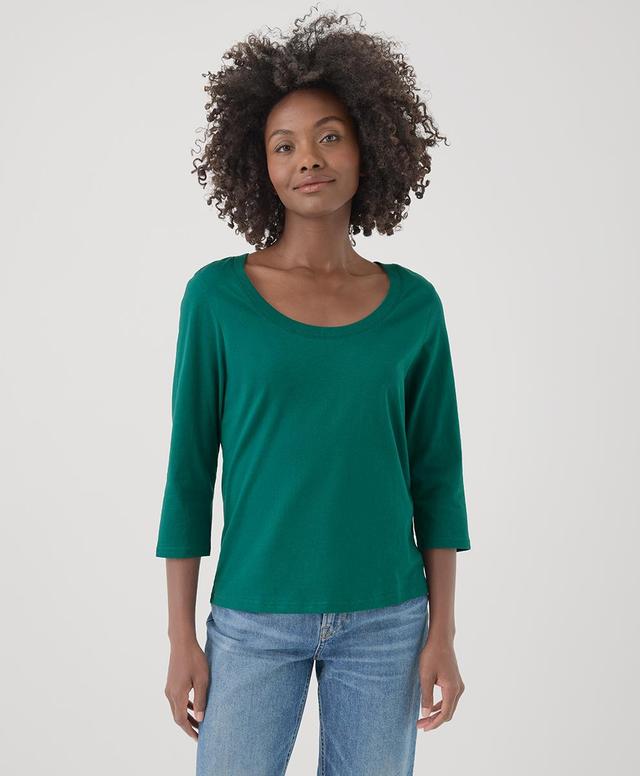 Womens Softspun Scoop Neck Three-Quarter Sleeve Tee XL Product Image