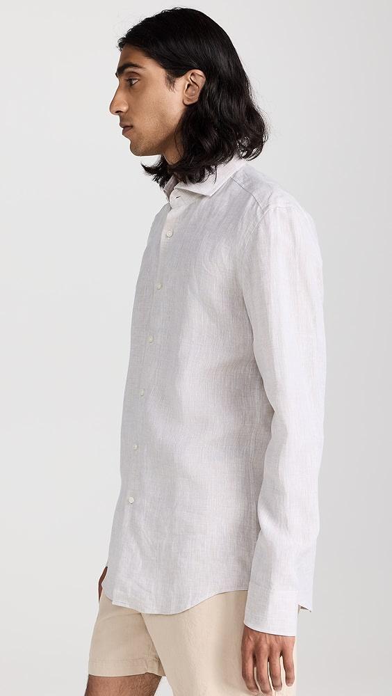 BOSS Slim-Fit Shirt In Linen with Spread Collar | Shopbop Product Image