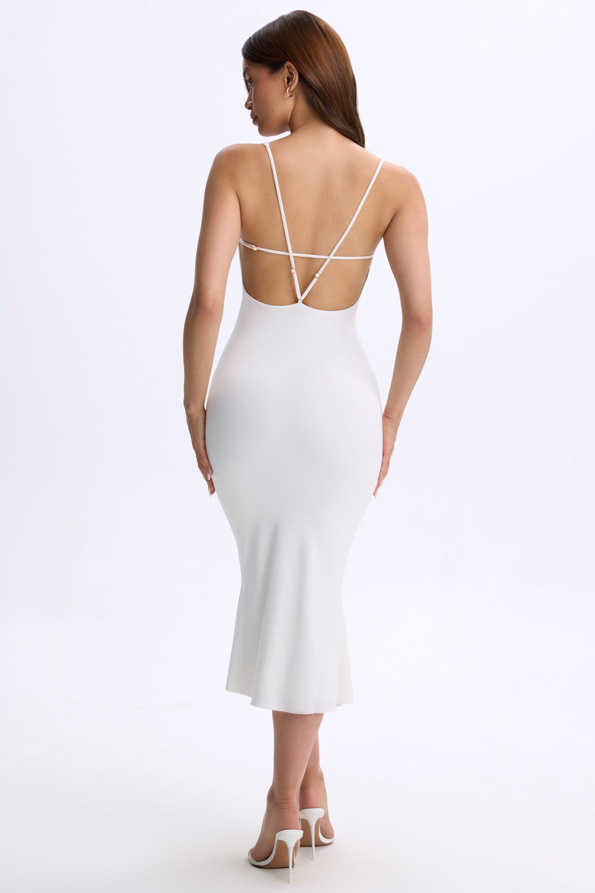 Plunge Open-Back Midaxi Dress in White Female Product Image