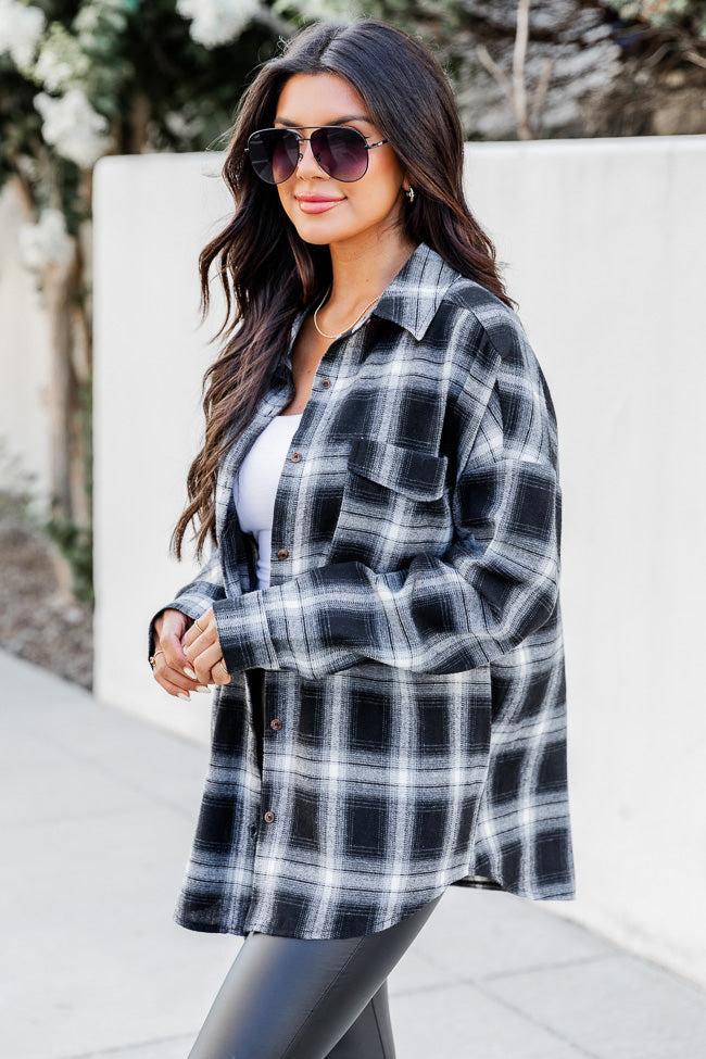 Refreshing Beauty Plaid Black/White Button Front Shirt FINAL SALE Product Image