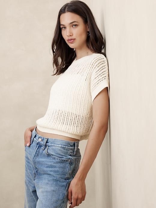 Boat-Neck Open-Stitch Sweater Product Image