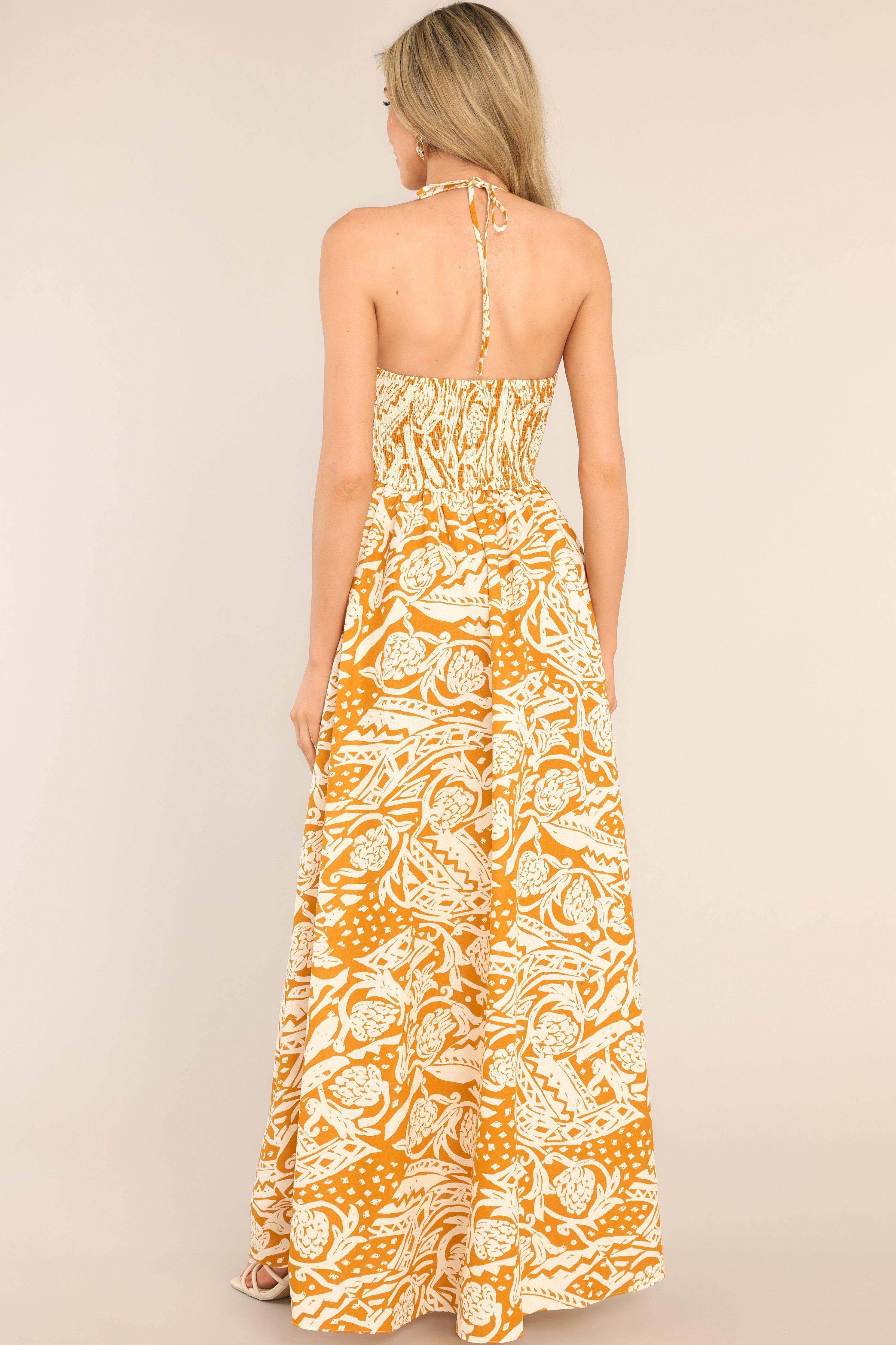 The Same Place Mustard Print Maxi Dress Yellow Product Image