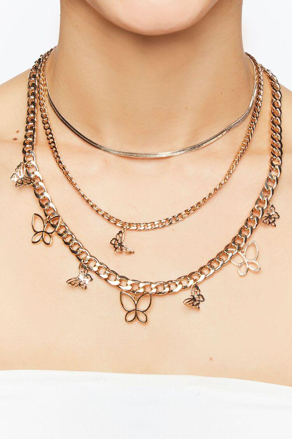 Cutout Butterfly Layered Necklace | Forever 21 Product Image