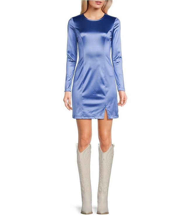 GB Stretch Satin Long Sleeve Mini Dress Product Image