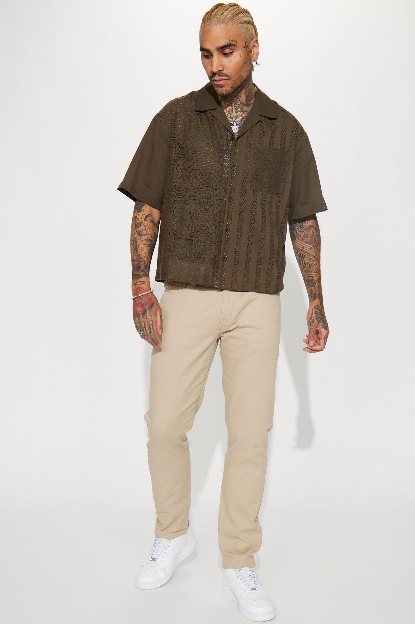 Mike Straight Taper Jeans - Khaki Product Image