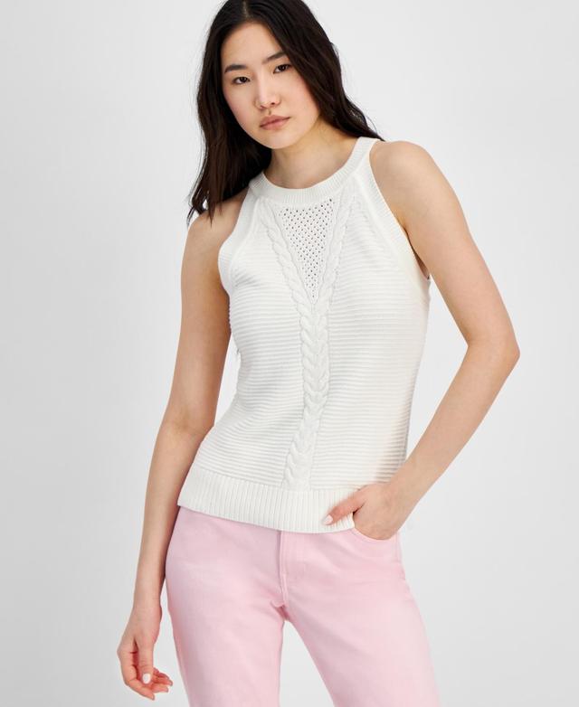 Tommy Hilfiger Sleeveless Cable Halter Sweater (Sand) Women's Sweater Product Image