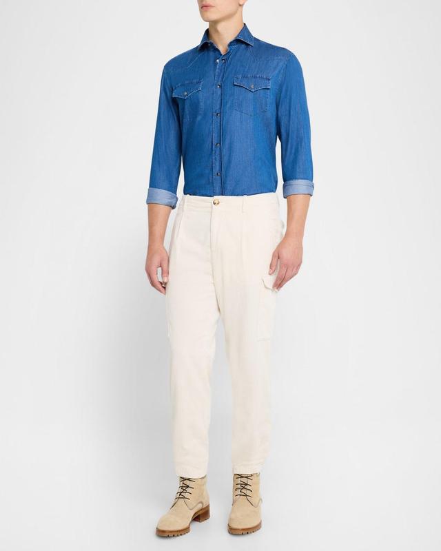 Men's Denim Snap-Front Western Shirt Product Image