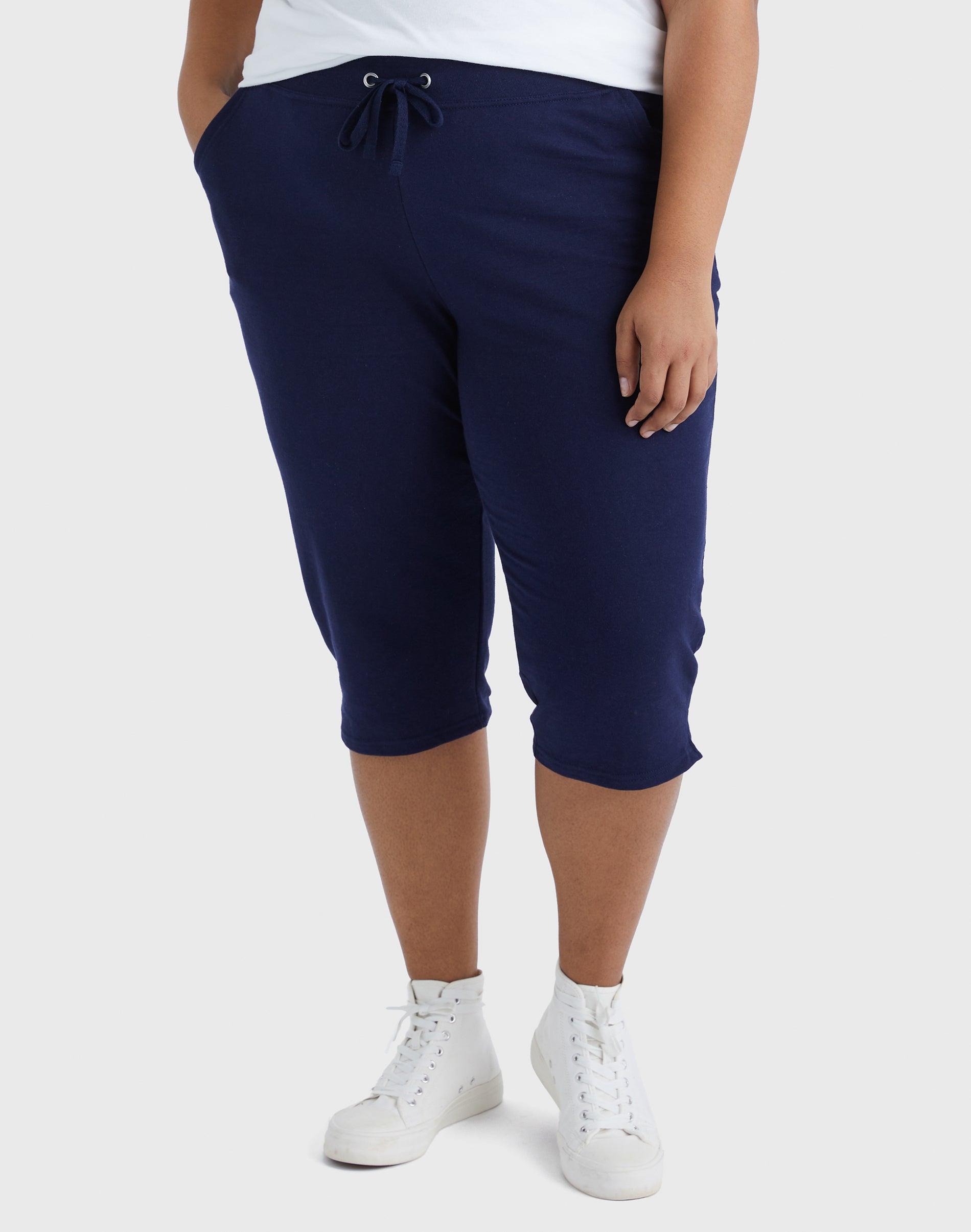 Plus Size Just My Size French Terry Capris, Womens Blue Product Image