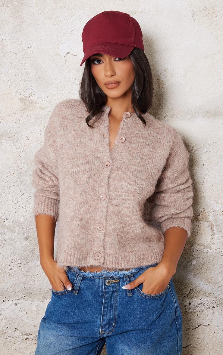 Petite Taupe Marl Knitted Cardigan Product Image