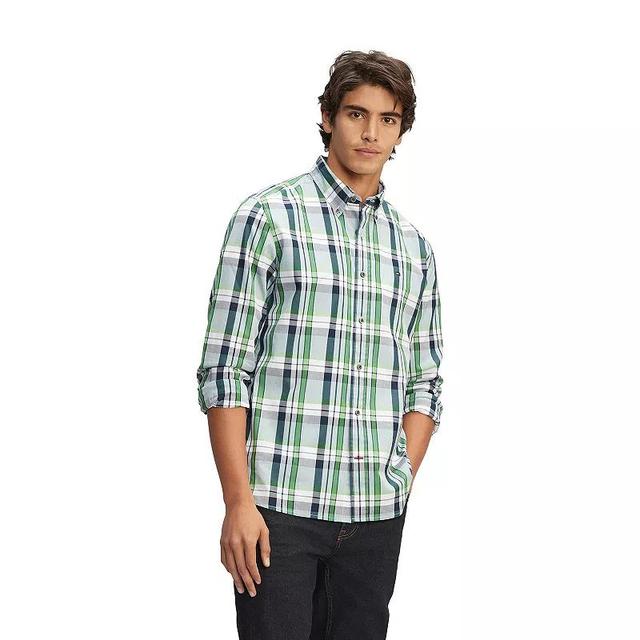 Mens Tommy Hilfiger Capote Classic-Fit Solid Shirt Blue Plaid Product Image