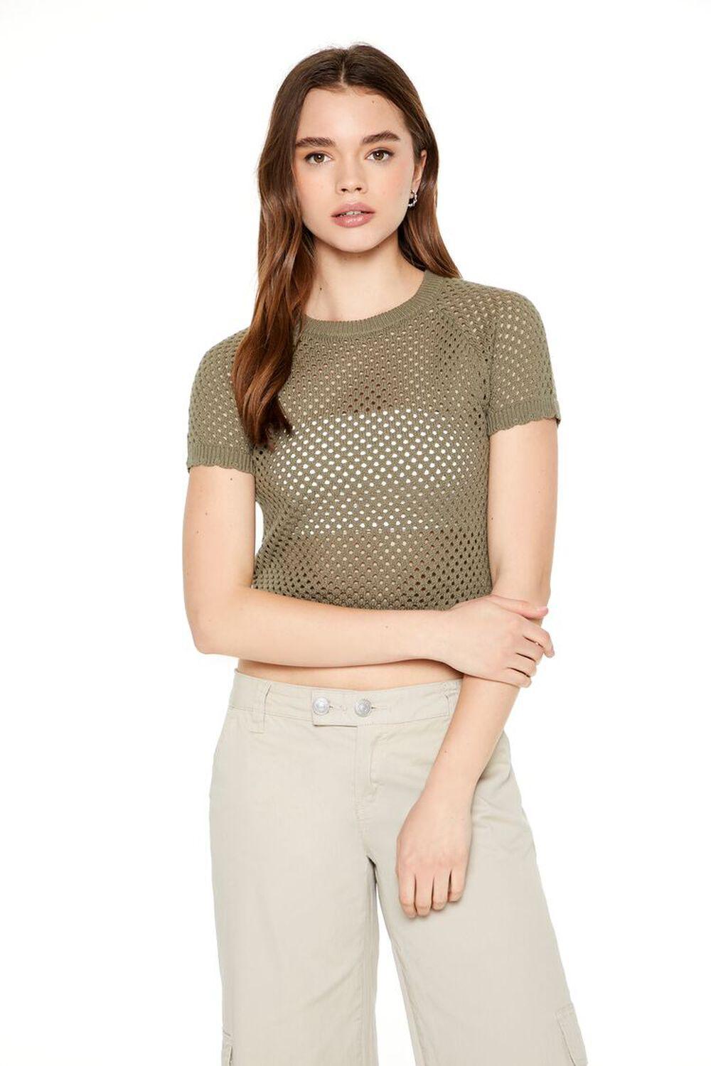 Sweater-Knit Crochet Tee | Forever 21 Product Image