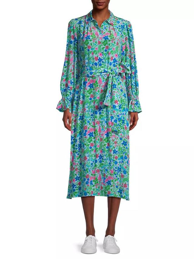 Ciad Floral Silk Midi-Shirtdress Product Image