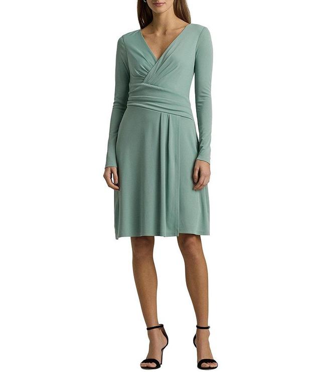 Lauren Ralph Lauren Jersey Surplice V-Neck Long Sleeve Dress Product Image