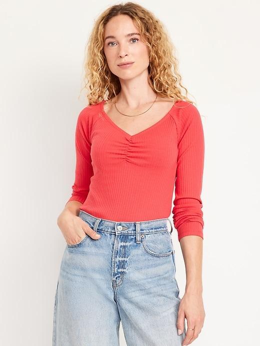 Cinched Rib-Knit Top Product Image