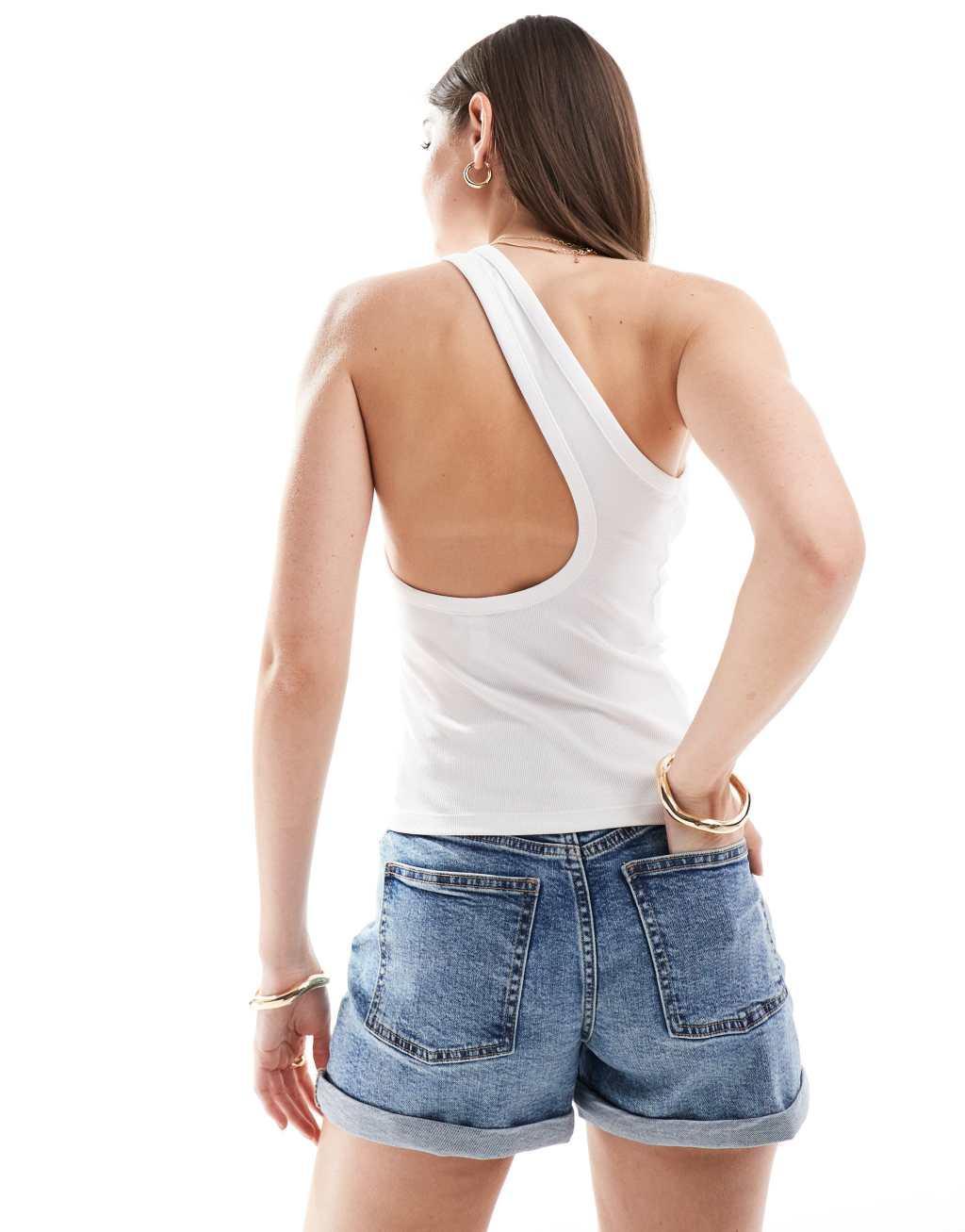 & Other Stories one shoulder top with cut out back detail in white Product Image