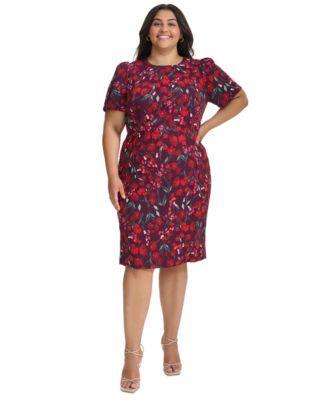 Plus Size Printed Short-Sleeve Dress Product Image