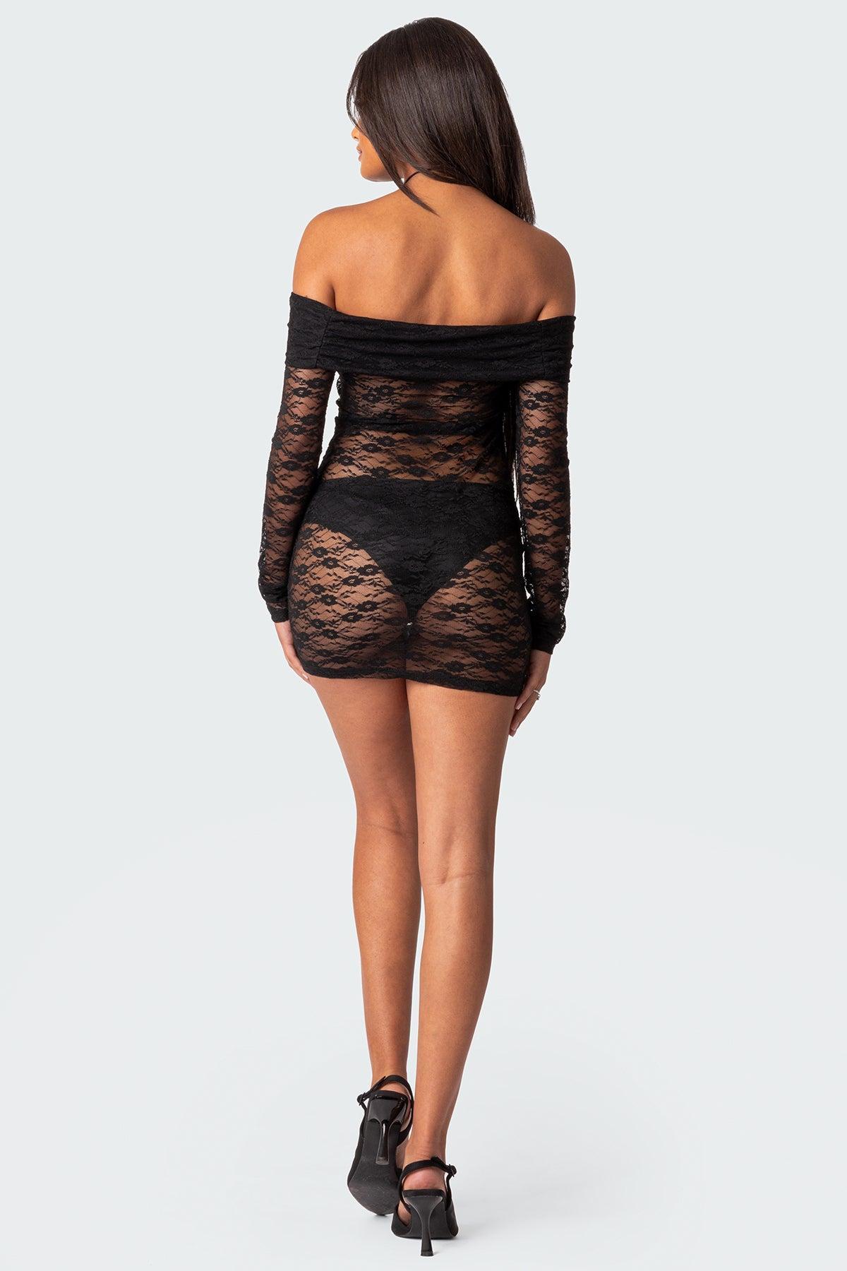 Halle Sheer Lace Mini Dress Product Image