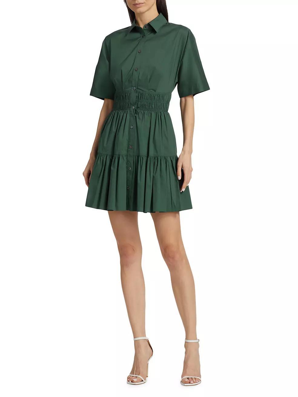 Greta Smocked Poplin Mini Shirtdress Product Image